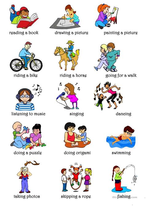 Hobbies Free Time Activities English Esl Worksheets For Distance