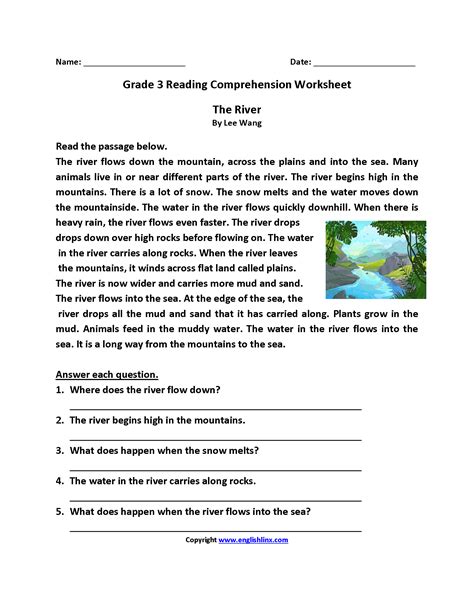 Comprehension Questions 3rd Grade