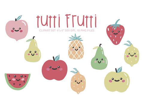 Tutti Frutti Clipart Fruits Digital Gráfico por Nina Prints Creative
