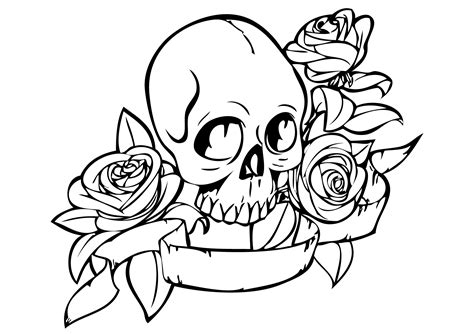 Skull And Roses Coloring Pages At Free Printable