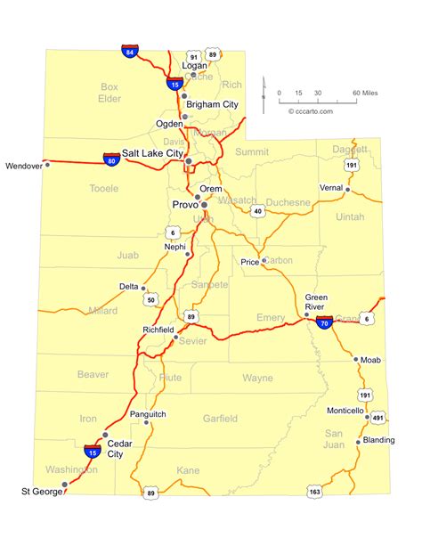 Map Of Utah Cities Utah Interstates Highways Road Map