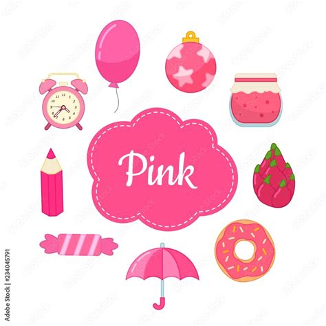 Learn The Primary Colors Pink Different Objects In Pink Color Educational Material For
