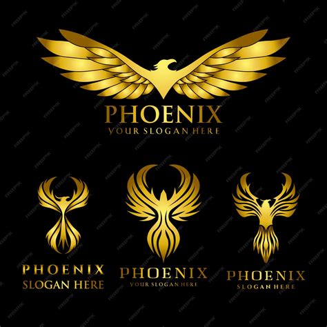 Premium Vector Set Of Gold Eagle Phoenix Logo Design Template