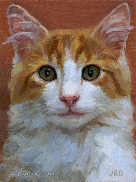 Daily Paintworks Original Fine Art © J Dunster Cat Art Painting
