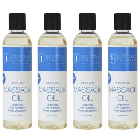 Spamaster Essentials Unscented Massage Oil 8oz Pack Of 4 Superior Unscented Massage Oils In A