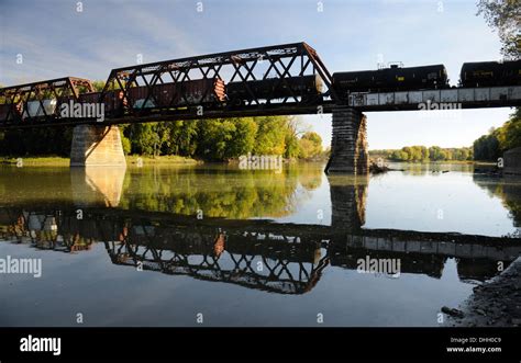 Railroad Bridge Over The Wabash River West Lafayette Indiana Stock