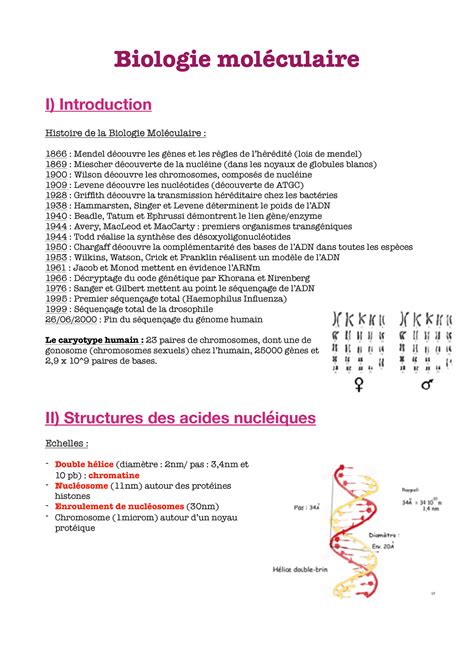 Cours Bio Mol S3 Biologie Moléculaire I Introduction Histoire De La