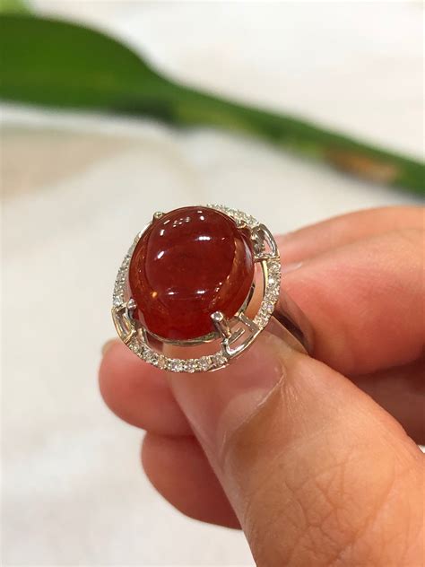 Imperial Red Jade Cabochon Ring Classicjade