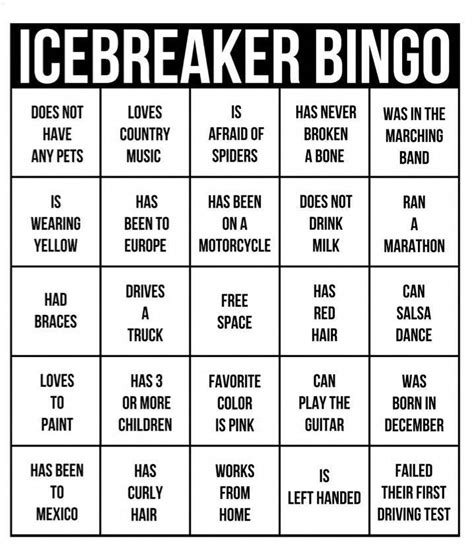Ice Breaker Bingo Perfect For A Team Building Activity Barbecuemopsaucerecipe Ice Breaker