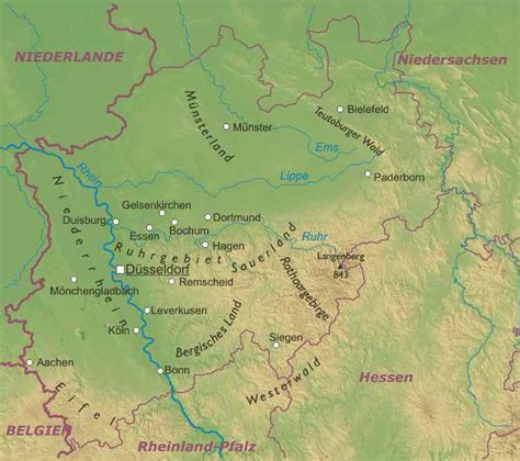Nrw karte übersicht landeshauptstadt düsseldorf karte von nordrhein westfalen (bundesland / provinz in deutschland. Nordrhein-Westfalen Karte - Freeworldmaps.net