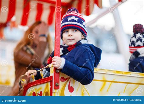 Little Kid Boy On Ferris Wheel On Christmas Market Stock Photo Image