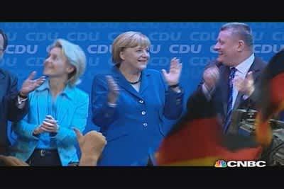 Owen pickrell started this petition to angela merkel (cdu) (kanzlerin der bundesrepublik deutschland). Angela Merkel's victory dance