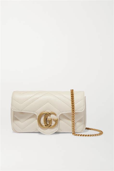 Gucci Gg Marmont Super Mini Quilted Leather Shoulder Bag In White
