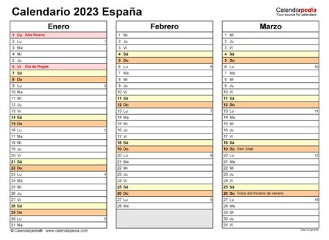 Calendario 2023 En Word Excel Y Pdf Calendarpedia Reverasite
