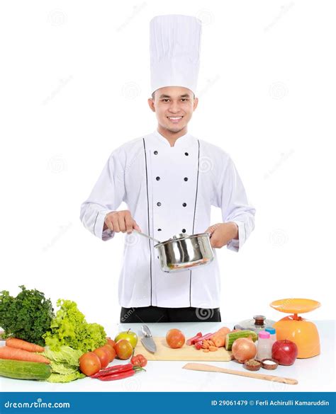 Male Chef Cooking Stock Image Image Of Male Professional 29061479