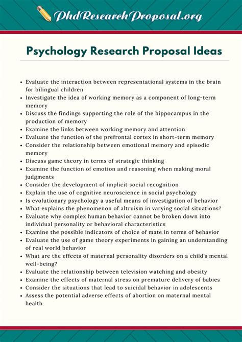 Psychology Research Proposal Ideas By Phd Research Proposal Topics Issuu