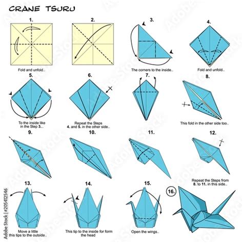 Origami Crane Steps Diagram Instructions Paperfolding Paper Art Crafts