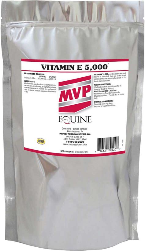 Mar 29, 2021 · horses do not naturally synthesize vitamin e therefore ultracruz equine natural vitamin e ® supplement for horses is an excellent source of this essential vitamin and is highly recommended for overall health of the horse. Vitamin E 5,000 for Horses Med-Vet - Vitamin Mineral ...