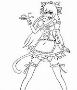 Maid Neko Anime Coloring Deviantart Sketch sketch template