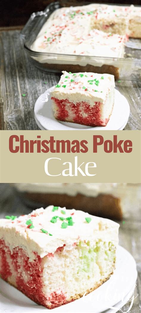 Rich chocolate peppermint cake moistened with sweetened condensed milk, smothered in whipped cream, and topped with candy cane bits. Christmas Poke Cake - Moore or Less Cooking
