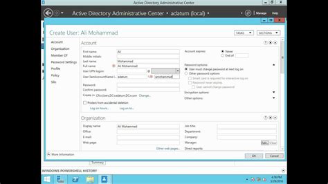 70 410 Lab 14 Create User Using Active Directory Administrative Center Youtube