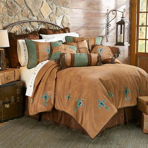 Las Cruces Ii Micro Suede Cross Comforter Set Turquoise Bedding