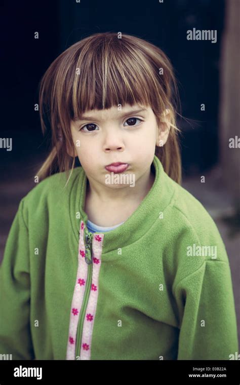 Portrait Of Little Girl Pouting Mouth Stock Photo Alamy