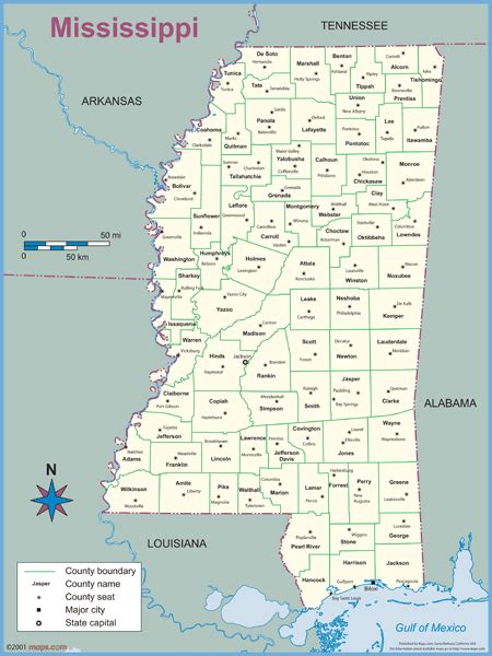 Mississippi County Outline Wall Map By