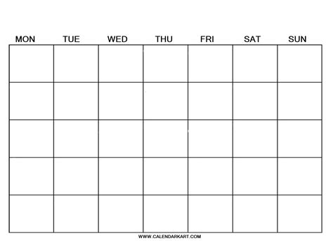 Free Printable Empty Calendar Month Calendar Printable
