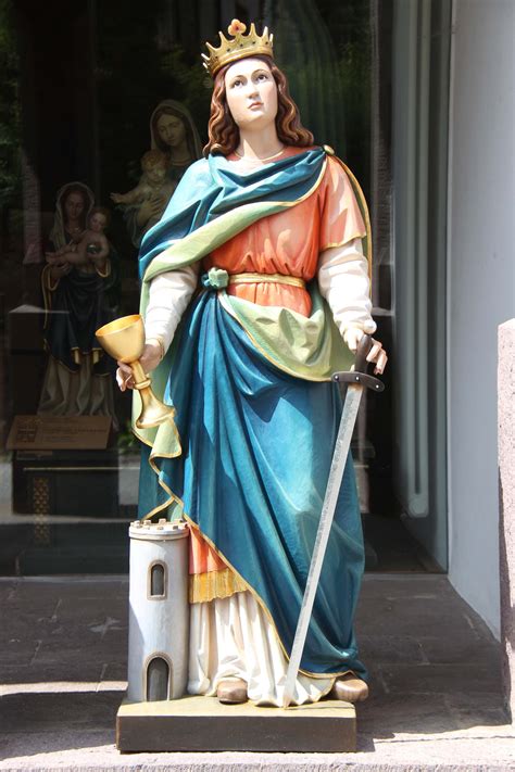 Statua Di Santa Barbara In Legno Ferdinand Stuflesser 1875