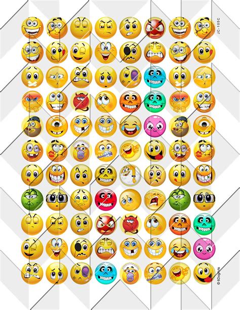Smileys Emoji Digital Collage Sheets Printable Downloads For Etsy