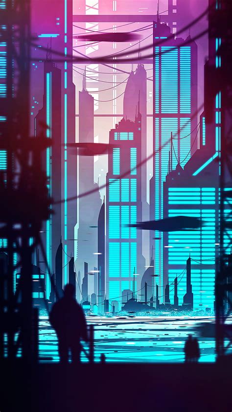 Hd Wallpaper City Silhouette Cyberpunk Art Buildings Outlines