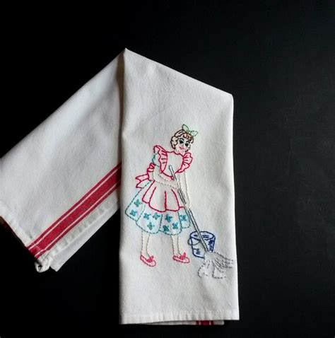 Items Similar To Embroidered Tea Towel Embroidered Kitchen Towel