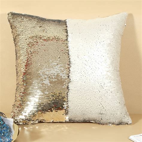 Diy Two Tone Glitter Sequins Throw Pillow Case Reversible