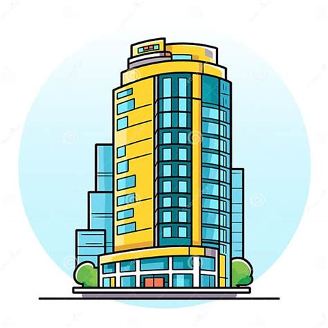 Cartoon Modern Skyscraper Building Vector Illustration Stock