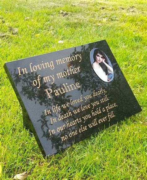 Engraved Personalised Black Granite Memorial Grave Plaque Stone