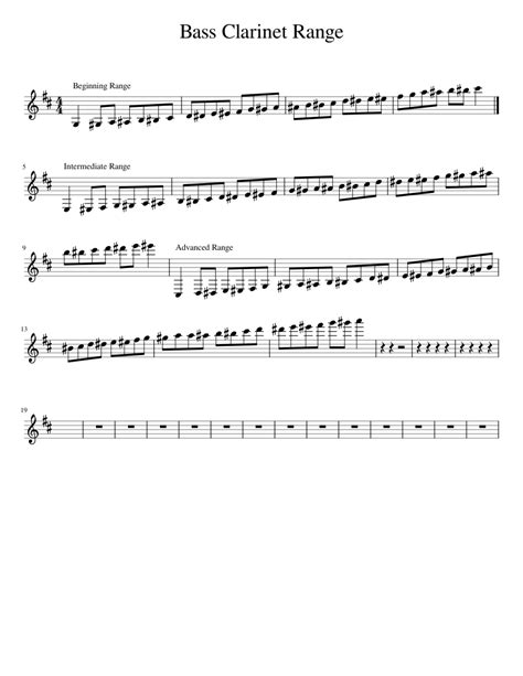 Bass Clarinet Range Sheet Music For Clarinet Bass Solo