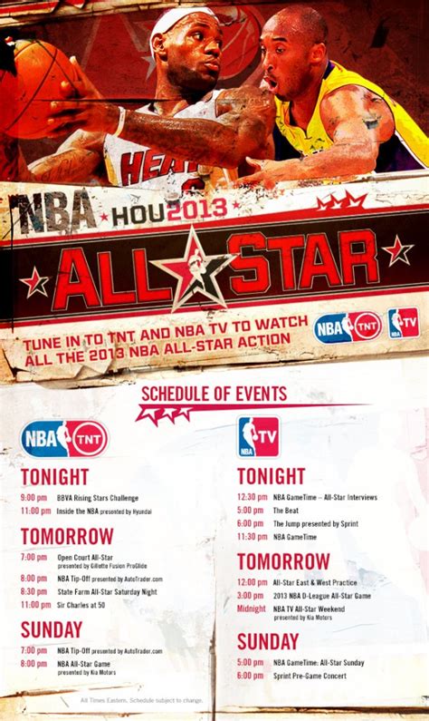 2013 Nba All Star Weekend Events Nbatv And Tnt Television Schedule Home