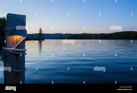 A Dock On Squam Lake In The Lakes Region Of New Hampshire Stock Photo
