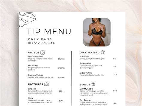 Onlyfans Tip Menu Editable Template Canva Etsy Australia Hot Sex Picture