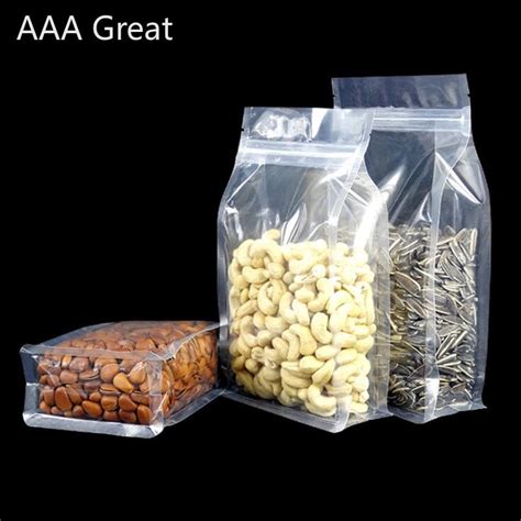 100pcs Clear Plastic Stand Up Zip Lock Bag Self Sealable Food Spices