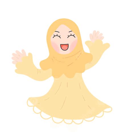 смеющаяся маленькая девочка в желтом платье Png хиджаб девушка дитя