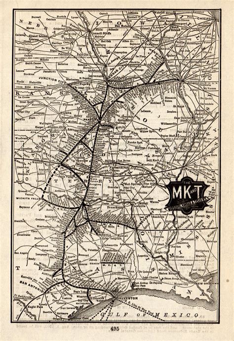 1903 Antique Missouri Kansas And Texas Railway System Map Mk And T