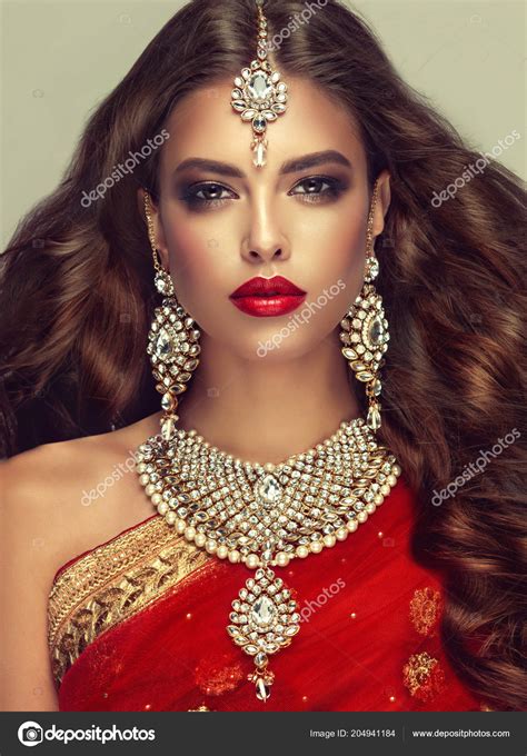 Portrait Beautiful Fashion Indian Girl Young Hindu Woman