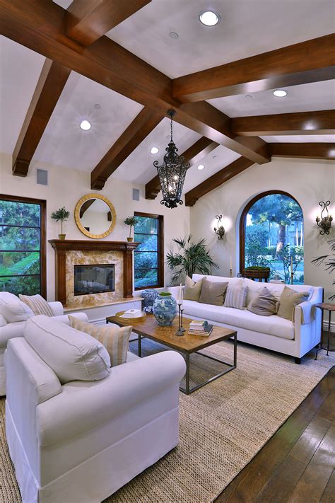Modern Luxury Living Room With Wood Beam Ceiling Ceiling Beams Living