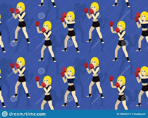 Uppercut Boxing Manga Cartoon Vector Seamless Background Wallpaper 01