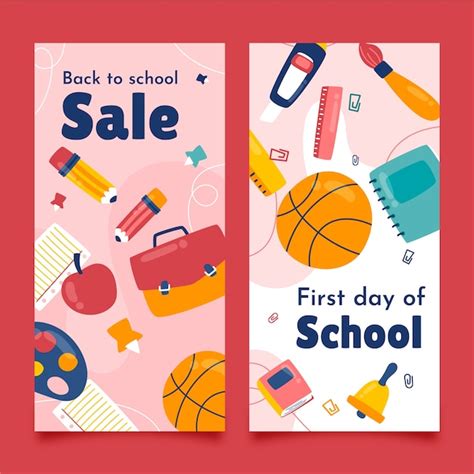 Free Vector Hand Drawn Back To School Vertical Banners Set