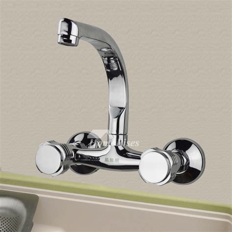 Bwe nsf no lead faucet commercial sink wall mount faucet. Wall Mount Kitchen Faucet 2 Handle Chrome Silver Modern Cheap