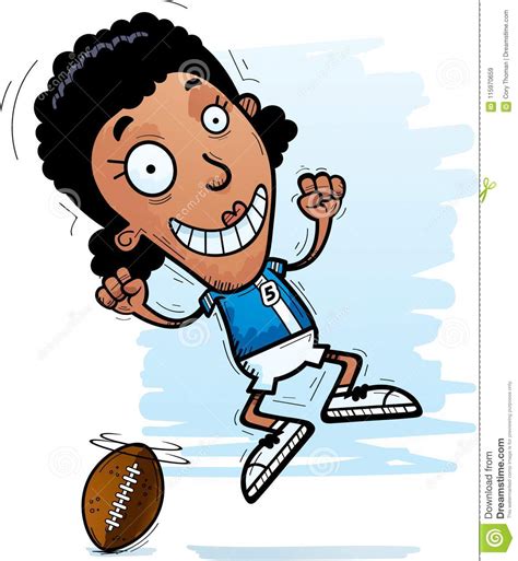 Cartoon Black Football Player Jumping Stock Vector
