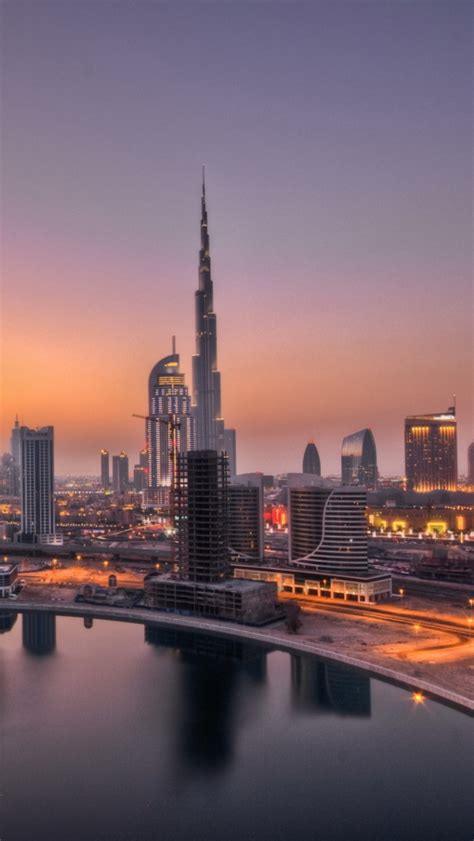 Uae Dubai Skyscrapers Sunset Wallpaper For 640x1136